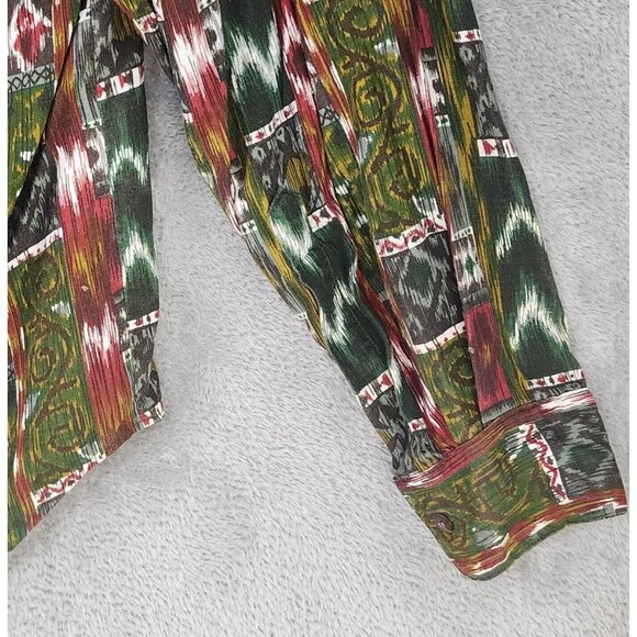 Trader Bay Shirt Mens Medium Southwestern Button Up Long Sleeve 90s Vintage - Picture 8 of 10